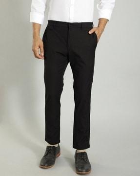 men flat-front tapered fit trousers