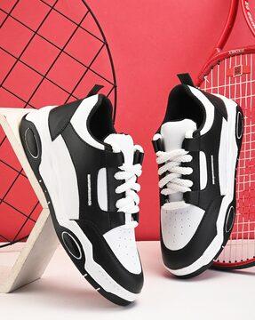 men flat heel colour-block lace up shoe