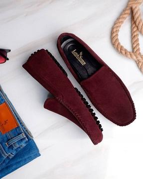 men flat heels slip-on loafers with round toes