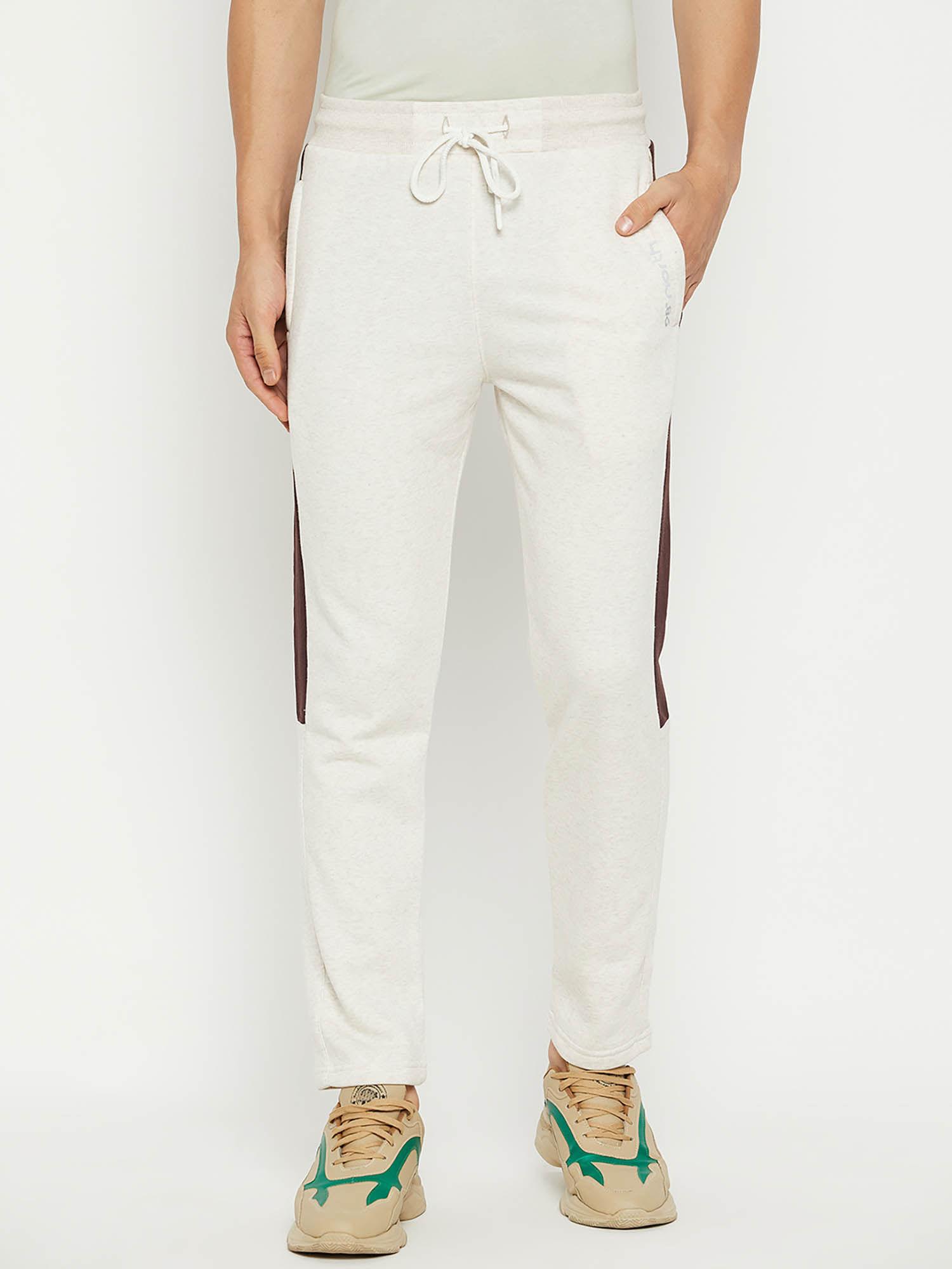 men fleece winterwear trackpant - white