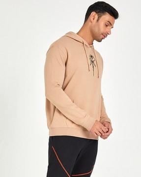 men floral embroidered relaxed fit hoodie
