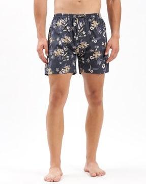 men floral print boxers with elasticated waist