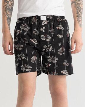 men floral print boxers with elasticated waist