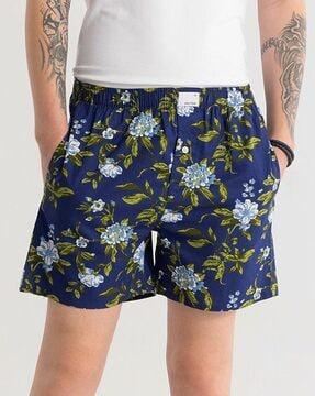 men floral print boxers with elasticated waist