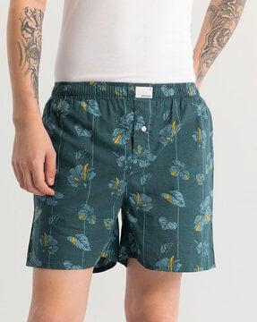 men floral print boxers with elasticated waist