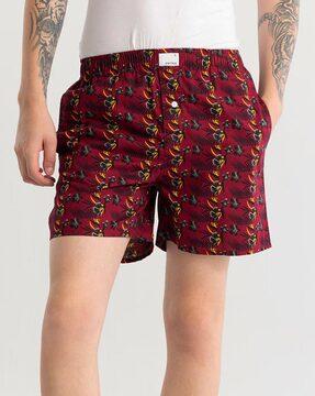 men floral print boxers with elasticated waist