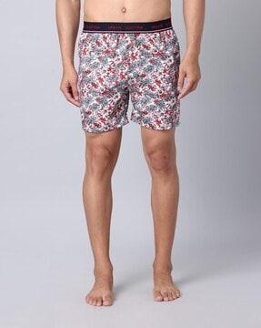 men floral print boxers with elasticated waistband