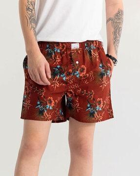 men floral print boxers with elasticated waistband