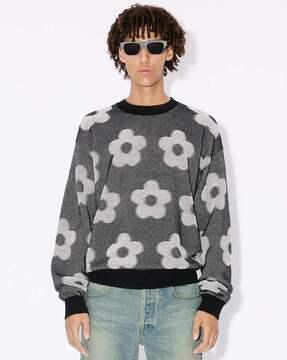 men floral print crew-neck sweatshirt