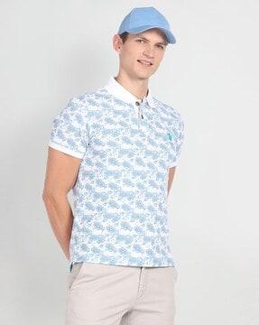 men floral print extra-slim fit polo t-shirt