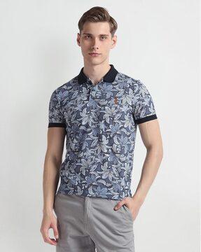 men floral print extra slim fit polo t-shirt