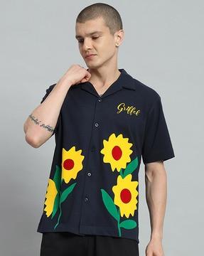 men floral print oversized fit t-shirt