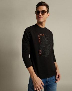 men floral print regular fit crew-neck sweatshirt