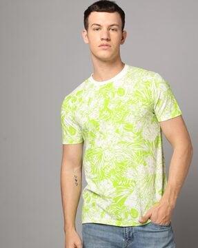 men floral print regular fit crew-neck t-shirt