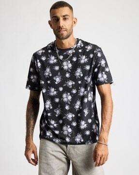 men floral print regular fit crew-neck t-shirt