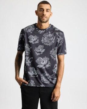 men floral print regular fit crew-neck t-shirt