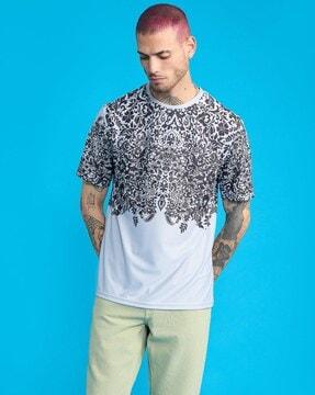 men floral print regular fit crew-neck t-shirt