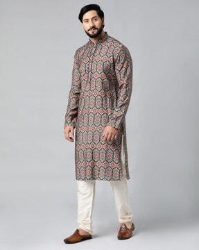 men floral print regular fit kurta