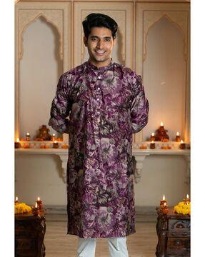 men floral print regular fit kurta