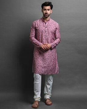 men floral print regular fit kurta