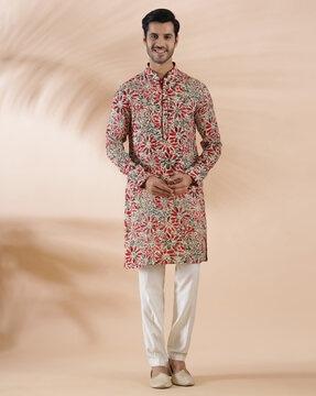 men floral print regular fit kurta