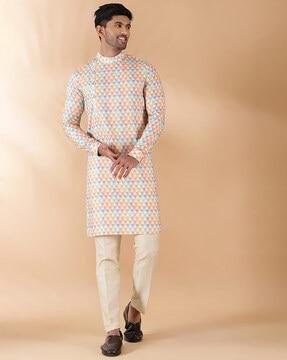 men floral print regular fit kurta