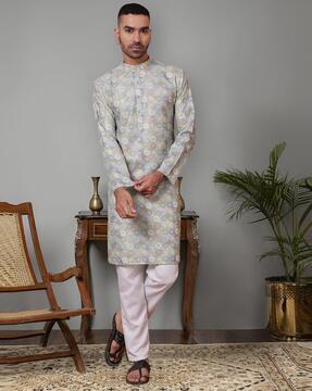 men floral print regular fit kurta