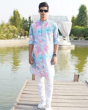 men floral print regular fit kurta