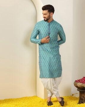 men floral print regular fit long kurta