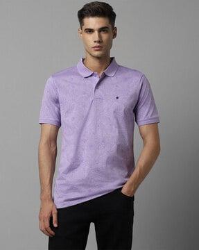 men floral print regular fit polo t-shirt