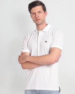 men floral print regular fit polo t-shirt