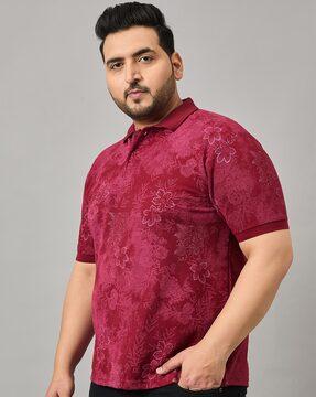 men floral print regular fit polo t-shirt