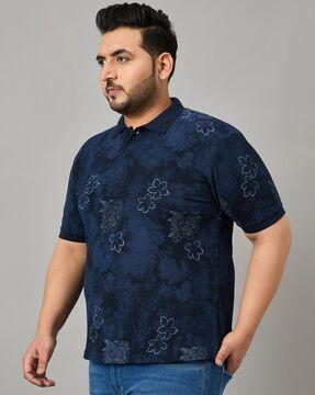 men floral print regular fit polo t-shirt