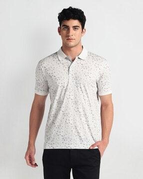 men floral print regular fit polo t-shirt