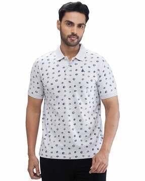 men floral print regular fit polo t-shirt