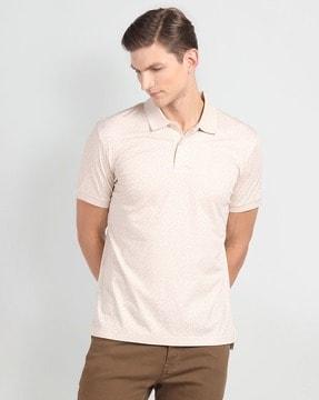 men floral print regular fit polo t-shirt