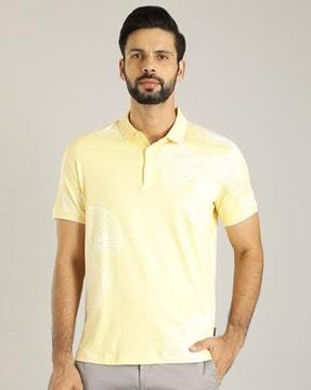 men floral print regular fit polo t-shirt