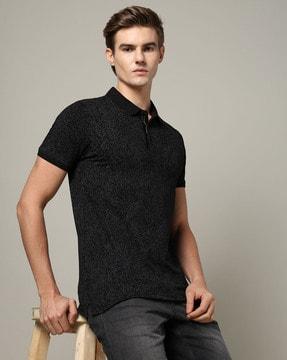 men floral print regular fit polo t-shirt