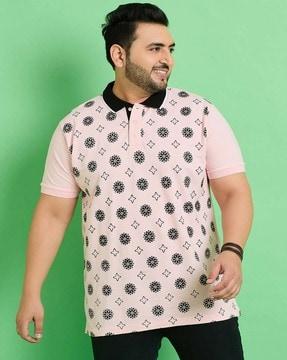 men floral print regular fit polo t-shirt