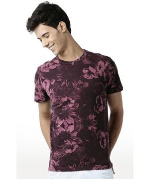 men floral print regular fit round-neck t-shirt