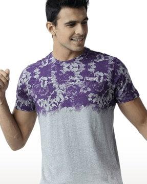 men floral print regular fit round-neck t-shirt