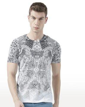 men floral print regular fit round-neck t-shirt