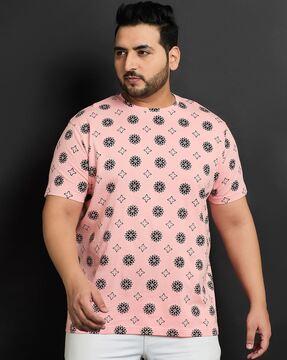 men floral print regular fit round-neck t-shirt