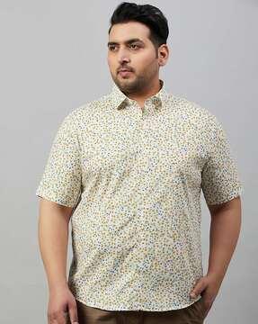 men floral print regular fit shirt