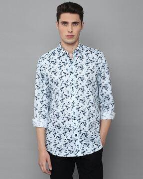 men floral print regular fit shirt