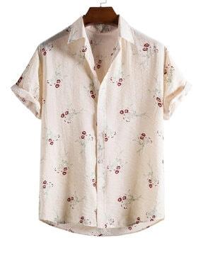 men floral print regular fit shirt