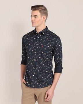 men floral print regular fit shirt