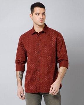 men floral print regular fit shirt