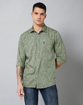 men floral print regular fit shirt