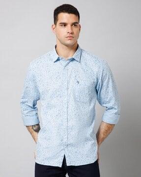 men floral print regular fit shirt